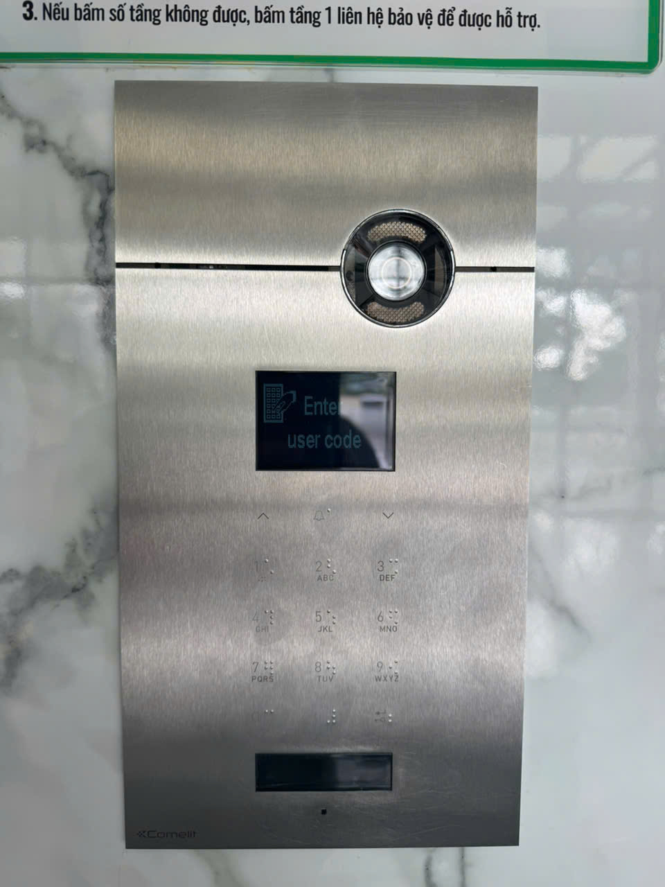 Comelit 3452HD 3ONE6 Sense HD lobby entrance panel installed on site